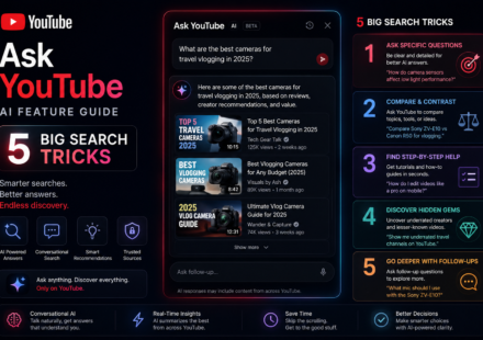 Screenshot interface demonstrating how to activate the Ask YouTube AI feature sidebar to ask questions about a running video.