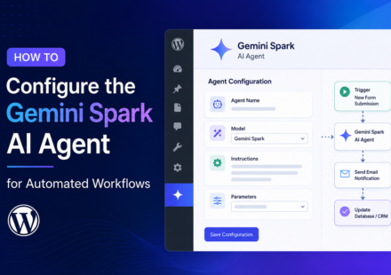 Graphic showing how to configure the Gemini Spark AI agent workflow interface with cloud VMs and Google Workspace integration